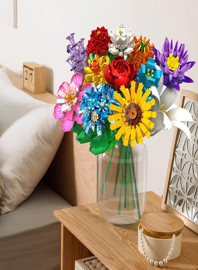 Linkowin Flower Bouquet Building Set,980PCS Creative DIY Plant Bouquet Decoration,12 Artificial Flowers Botanical for Adults Women Girls Ages 6+,Idea Gifts for Mother's Day, Birthdays, No Vase - Image 5
